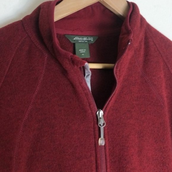 Eddie Bauer Burgundy Full Zip Fleece Jacket - Picture 2 of 8